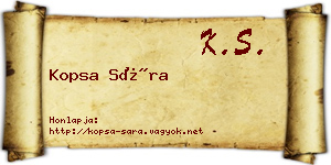 Kopsa Sára névjegykártya